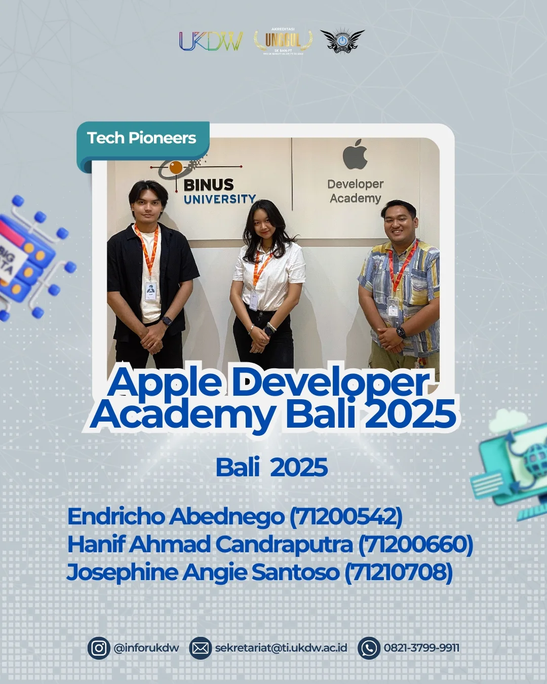 FTI Appreciate – Tiga Mahasiswa Informatika UKDW Lolos Apple Developer Academy Bali 2025